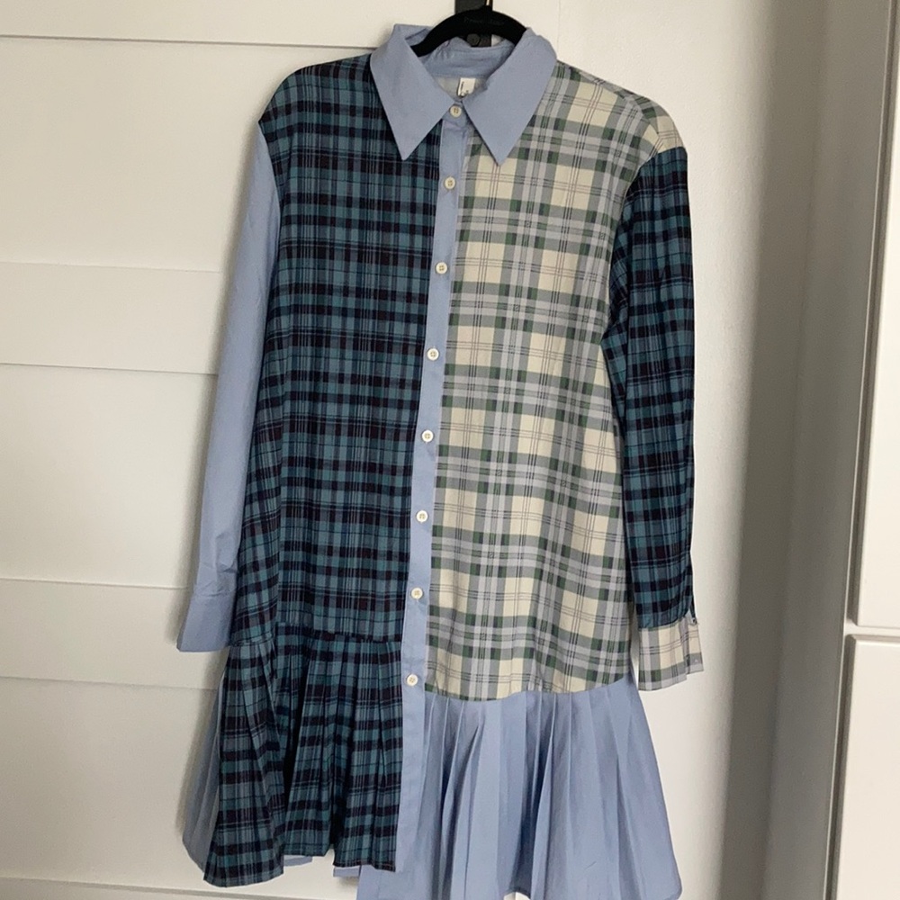 Multi pattern shirt dress